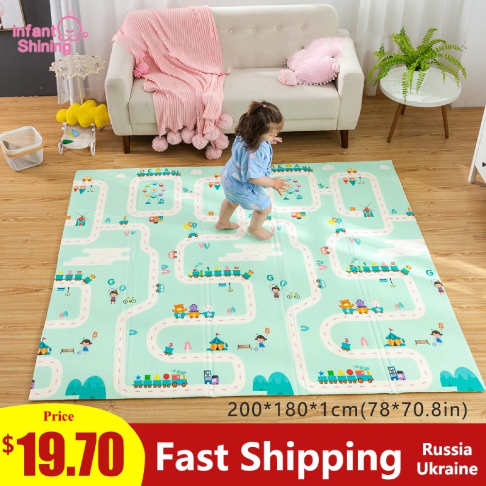 180X200CM Baby Mat 1CM Thickness Cartoon XPE Kid Play Mat Foldable Anti-skid Carpet Children Game Mat
