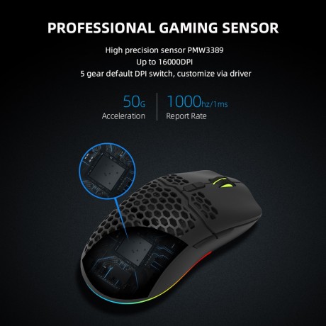 Delux M700 PMW3389 RGB Gaming Mouse 67g Lightweight Honeycomb Shell Ergonomic Mice with Soft rope Cable For Computer Gamer