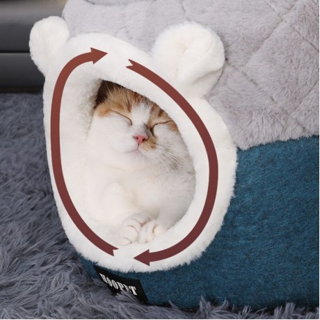 HOOPET Kucing Bed House Lembut Plush Kandang Bantal Kecil Anjing Kucing Nest Musim Dingin Hangat Tidur Hewan Peliharaan Anjing Tempat Tidur Hewan Peliharaan mat Persediaan
