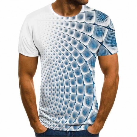 Tiga Dimensi Terowongan Grafis T-shirt Kasual Harajuku Atasan 3D Kisi Pria T-shirt Musim Panas O Leher Kemeja Ukuran Streetwear